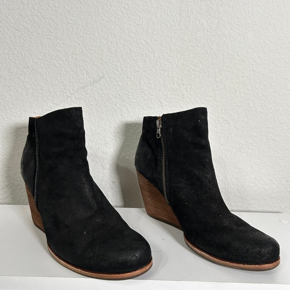 Korkease Sculpted Stacked Wedge Black Bootie Natalya Size 9 $190.00 - Picture 2 of 11